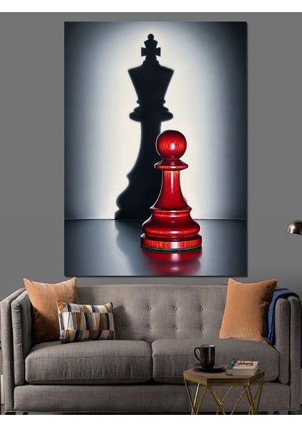 Siyah Beyaz Satranç Figürleri Dekoratif Kanvas - Mdf Ahşap Tablo