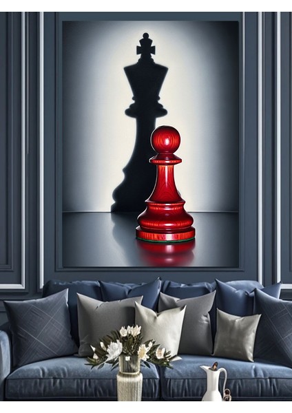 Siyah Beyaz Satranç Figürleri Dekoratif Kanvas - Mdf Ahşap Tablo modelleri