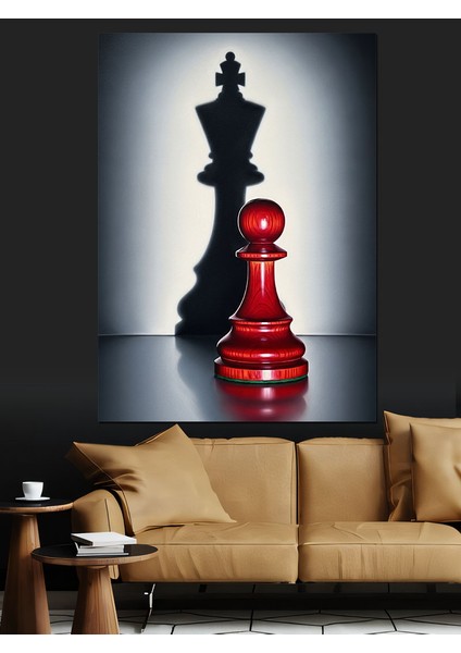 Siyah Beyaz Satranç Figürleri Dekoratif Kanvas - Mdf Ahşap Tablo indirimleri