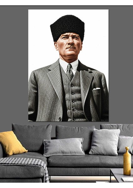 Şık Giyimli Atatürk Portresi Dekoratif Kanvas - Mdf Ahşap Tablo fiyatları