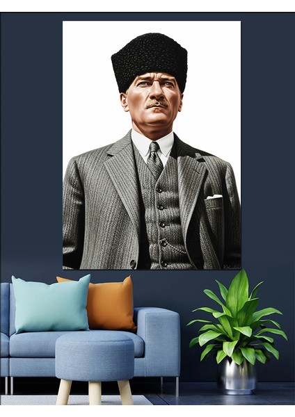 Şık Giyimli Atatürk Portresi Dekoratif Kanvas - Mdf Ahşap Tablo fırsatları