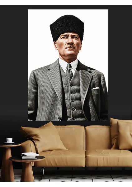 Şık Giyimli Atatürk Portresi Dekoratif Kanvas - Mdf Ahşap Tablo indirimleri