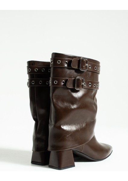 Jadira Kadın Toka Detaylı Sivri Burun Topuklu Çizme Bot