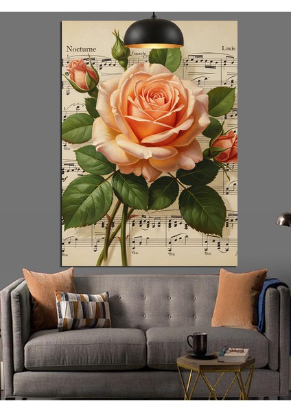 Yavruaçzı Turuncu Gül Solfej Kağıdı Fon Dekoratif Kanvas - Mdf Ahşap Tablo modelleri