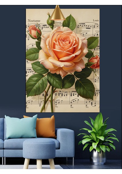 Yavruaçzı Turuncu Gül Solfej Kağıdı Fon Dekoratif Kanvas - Mdf Ahşap Tablo fırsatları