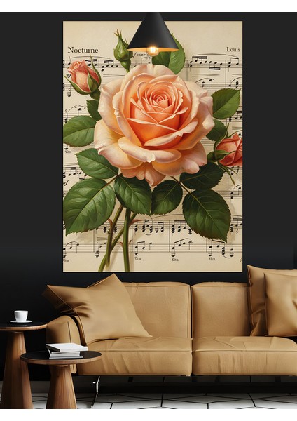 Yavruaçzı Turuncu Gül Solfej Kağıdı Fon Dekoratif Kanvas - Mdf Ahşap Tablo indirimleri