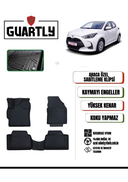 Toyota Yaris 2020 ve Sonrası Uyumlu Araca Özel Premium 4d Havuzlu Paspas Takımı
