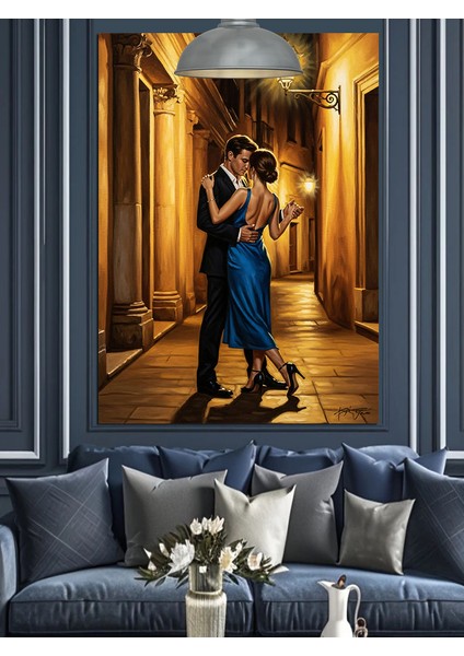 Loş Sokakta Aşık Çift Dekoratif Kanvas - Mdf Ahşap Tablo fiyatları