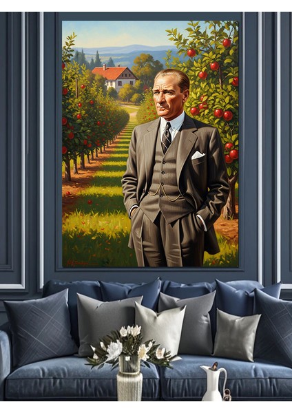 Mustafa Kemal Atatürk ve Bahçe Dekoratif Kanvas - Mdf Ahşap Tablo fiyatları