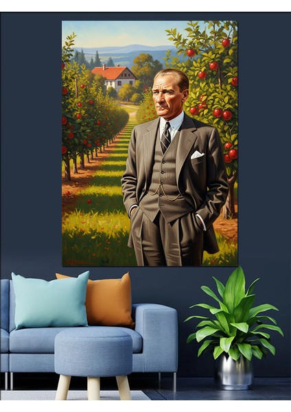 Mustafa Kemal Atatürk ve Bahçe Dekoratif Kanvas - Mdf Ahşap Tablo modelleri