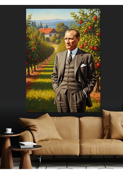 Mustafa Kemal Atatürk ve Bahçe Dekoratif Kanvas - Mdf Ahşap Tablo fırsatları