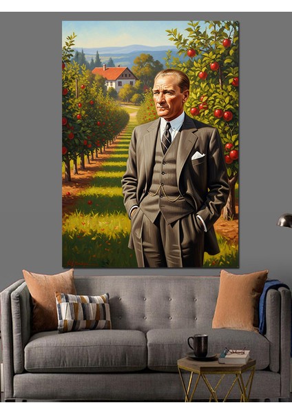 Mustafa Kemal Atatürk ve Bahçe Dekoratif Kanvas - Mdf Ahşap Tablo indirimleri