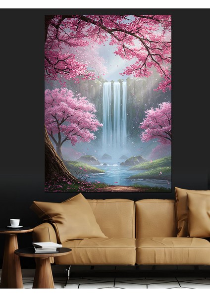 Kiraz Çiçeği Bahar Manzarası Dekoratif Kanvas - Mdf Ahşap Tablo