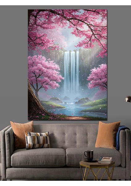 Kiraz Çiçeği Bahar Manzarası Dekoratif Kanvas - Mdf Ahşap Tablo fiyatları