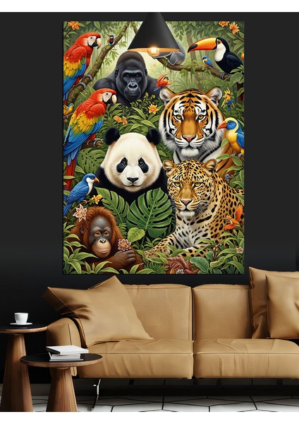 Ormandaki Hayvanlar Dekoratif Kanvas - Mdf Ahşap Tablo