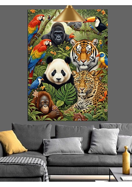 Ormandaki Hayvanlar Dekoratif Kanvas - Mdf Ahşap Tablo fiyatları