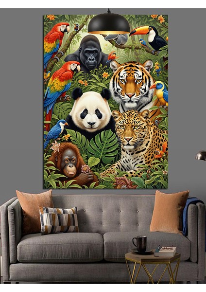 Ormandaki Hayvanlar Dekoratif Kanvas - Mdf Ahşap Tablo fırsatları