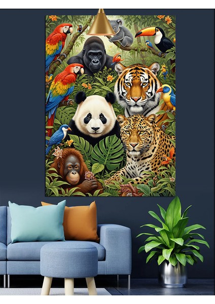 Ormandaki Hayvanlar Dekoratif Kanvas - Mdf Ahşap Tablo indirimleri