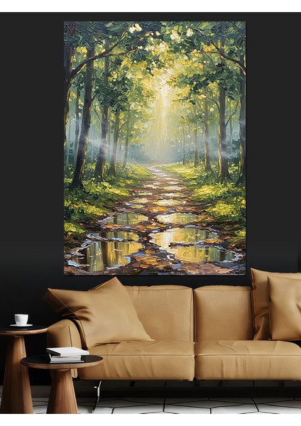 Sisli Orman Patika Yolu Dekoratif Kanvas - Mdf Ahşap Tablo fiyatları