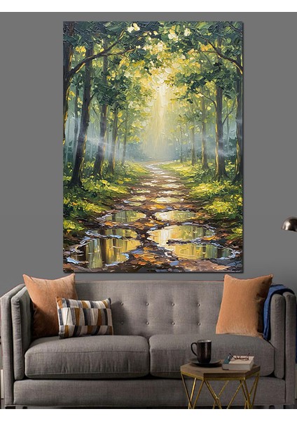 Sisli Orman Patika Yolu Dekoratif Kanvas - Mdf Ahşap Tablo modelleri