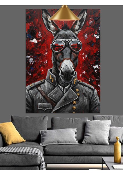 Gözlüklü Eşek Figürü Dekoratif Kanvas - Mdf Ahşap Tablo