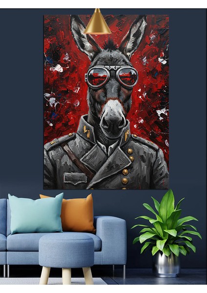 Gözlüklü Eşek Figürü Dekoratif Kanvas - Mdf Ahşap Tablo fırsatları