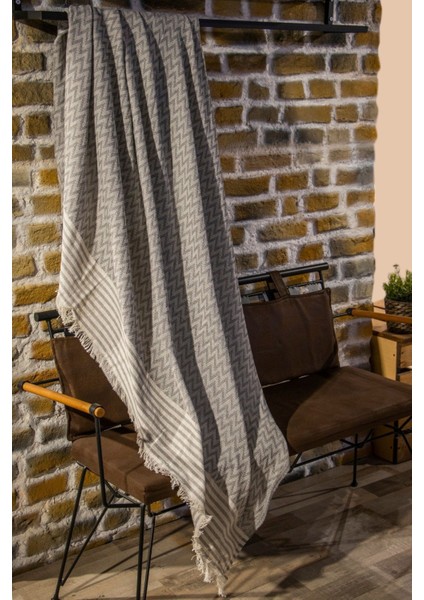 Natürel Keten Koltuk Örtüsü Koltuk Şalı Gri