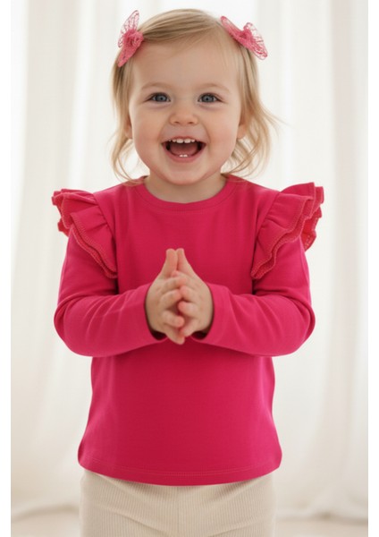 Kız Bebek Uzun Kollu Fuşya Body Toka Takım