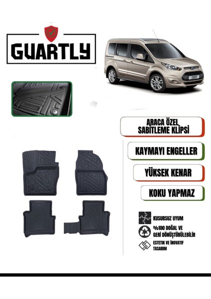 Ford Tourneo Connect 2014-2022 Araca Özel Premium 4d Havuzlu Paspas Takımı