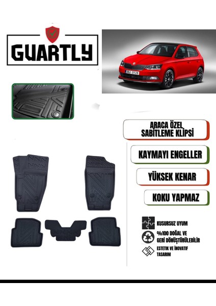 Skoda Fabia 2015-2020 Uyumlu Araca Özel Premium 4d Havuzlu Paspas Takımı