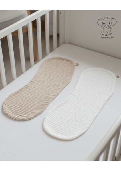 Sıvı Geçirmez 8 Katlı Müslin Bebek Omuz Mendili %100 Pamuk 2'li Paket Omuz Örtüsü Bej ve Ekru