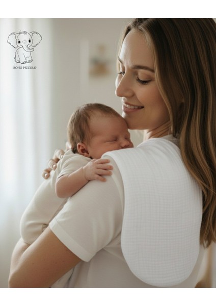 Sıvı Geçirmez 8 Katlı Müslin Bebek Omuz Mendili %100 Pamuk 2'li Paket Omuz Örtüsü Bej ve Ekru modelleri