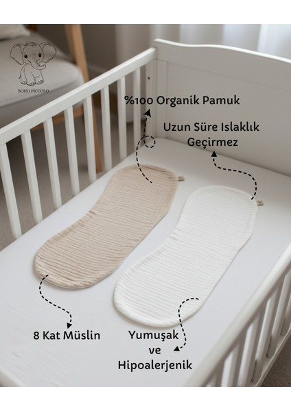 Sıvı Geçirmez 8 Katlı Müslin Bebek Omuz Mendili %100 Pamuk 2'li Paket Omuz Örtüsü Bej ve Ekru fırsatları