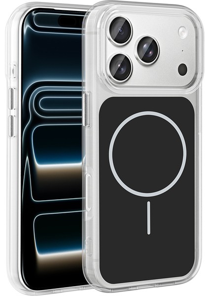 Apple iPhone 17 Pro Uyumlu M-Safe Özellikli Metal Butonlu Ikonik Silikon Kapak Siyah