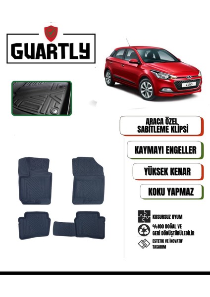 Hyundai I20 2014-2019 Uyumlu Araca Özel Premium 4d Havuzlu Paspas Takımı