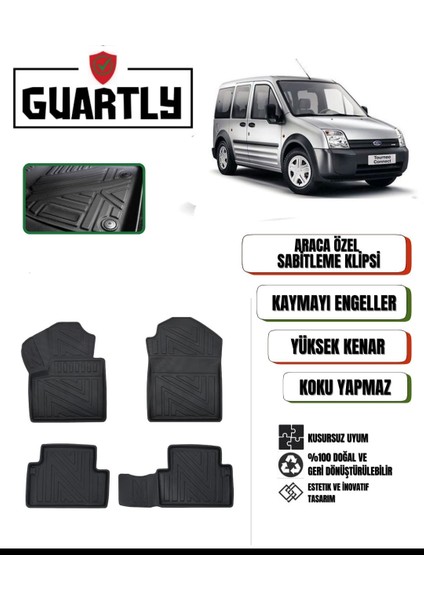 Ford Tourneo Connect 2002-2013 Uyumlu Araca Özel Premium 4d Havuzlu Paspas Takımı