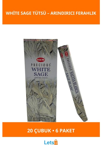 Hem Precious Beyaz Adaçayı Aromalı Çubuk Tütsü 6 Paket 120 Adet