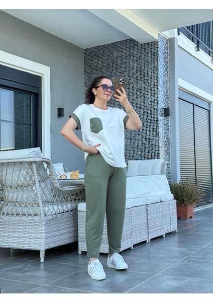 Kadın Kristal Kumaş Garnili Cep Detaylı Ikili Takım fırsatları