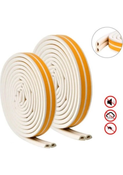 Yapışkanlı 10X2=20 Metre (Beyaz) Kapı Pencere Bandı Fitili Soğuk Izolasyon Kauçuk Bantları Maket modelleri