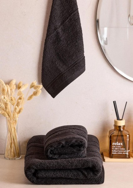 Towy Black 100% Pamuk 3'lü Banyo Havlusu Seti modelleri