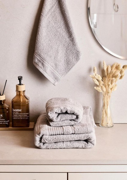 Towy Grey 100% Pamuk 3'lü Banyo Havlusu Seti modelleri