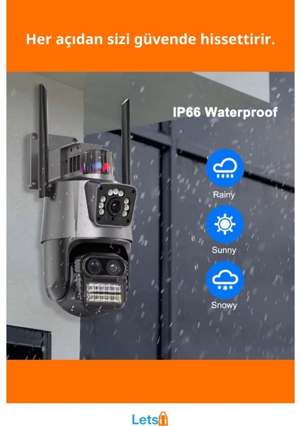 3 Lens Wi Fi Gece Görüşlü Güvenlik Kamerası fiyatları