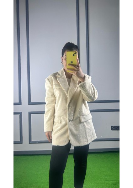 Yeni Trend Beyaz Renk Kürk Ceket