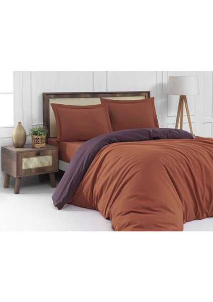 Çift Kişilik Nevresim Takımı Turuncu/mürdüm Düz Renk fiyatları