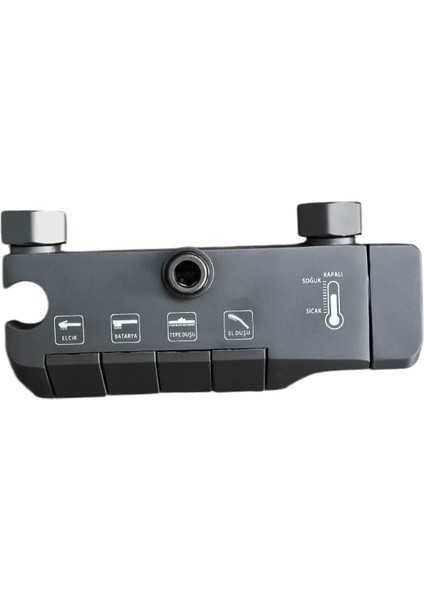 Piyano Kendinden Termostatik Bataryalı Tuşlu Robot Duş Seti ve Batarya Takım Füme modelleri