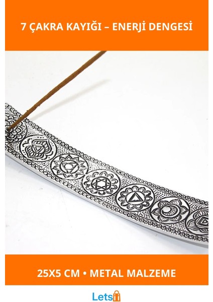 Metal Kayık 7 Çakra Tütsülük Enerji Dengeleyici ve Dekoratif
