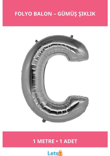 Gümüş Rengi Folyo Balon 1 Metre Uçan Balon