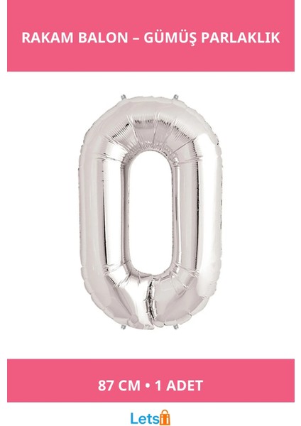 Gümüş Rengi 1 Metre Folyo Rakam Balon