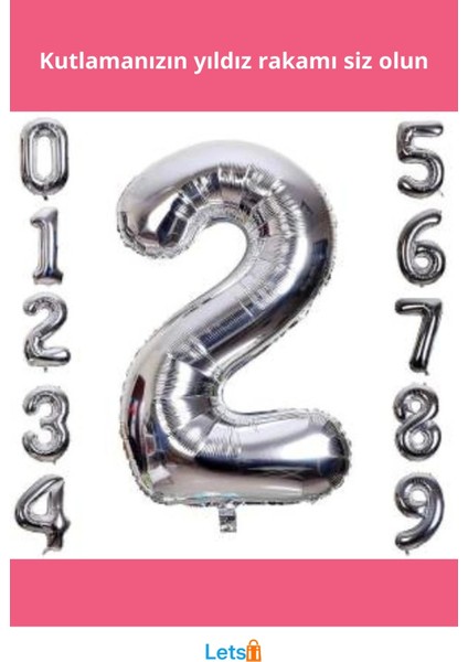 Gümüş Rengi 1 Metre Folyo Rakam Balon fiyatları