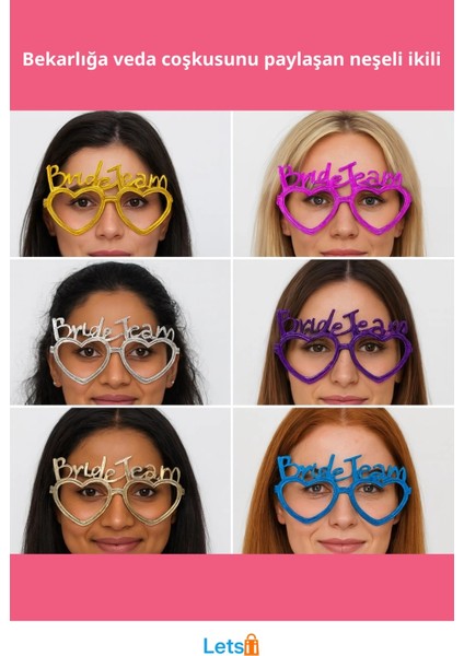 Kalpli Bride Team Parti Gözlükleri 6 Renkli Eğlenceli Aksesuar fiyatları